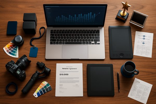 An image showing the tools of the trade for a digital marketing specialists.